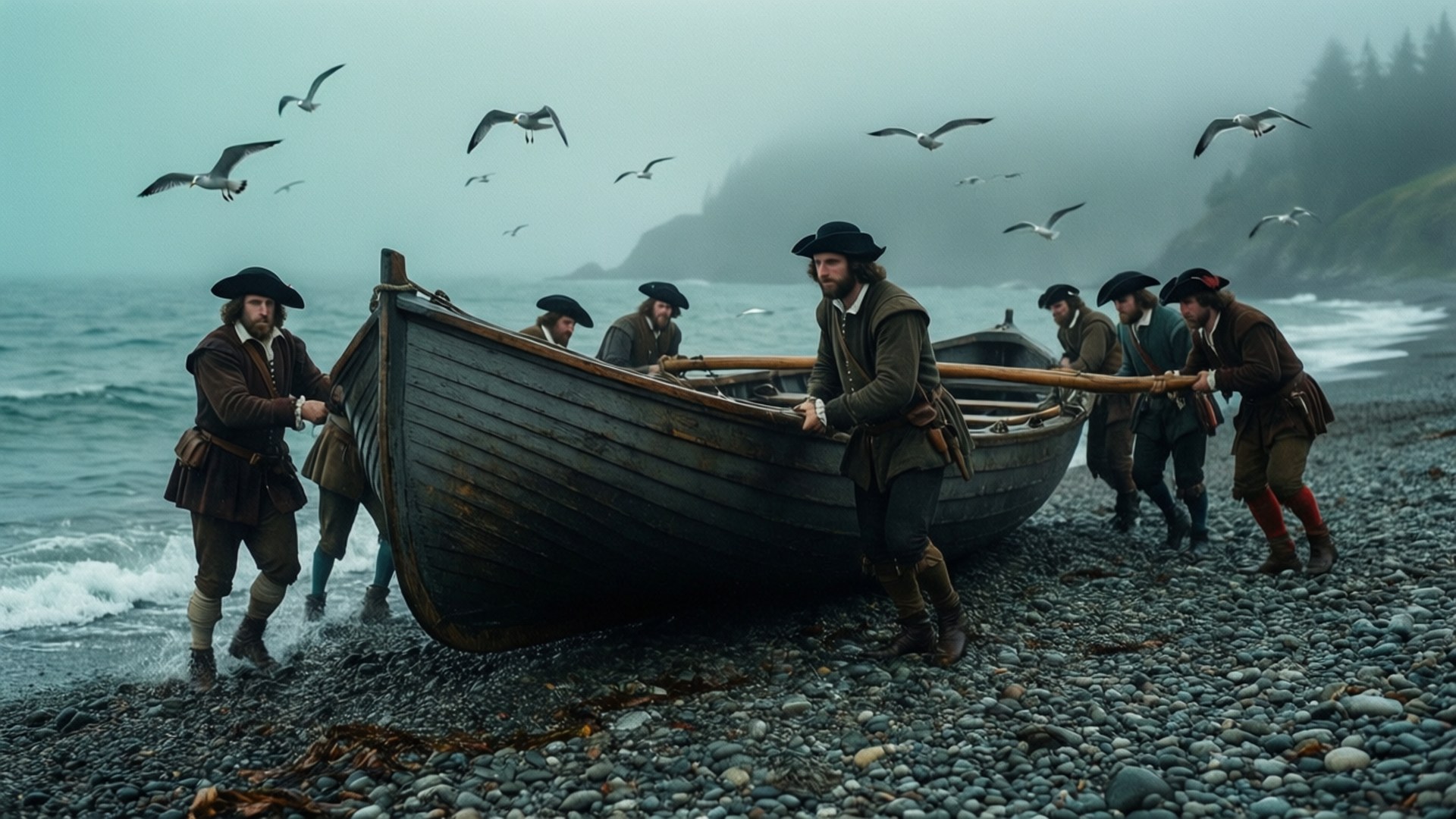 Hauling the Longboat by Wallpapers.art Studio