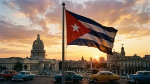 Havana Skyline with Flag