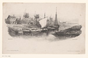 Haven met boten en windmolens