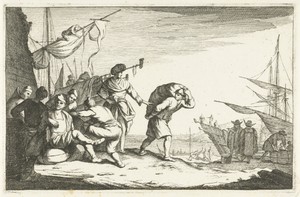 Haven met converserende kooplieden