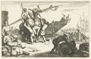 Haven met kooplieden en kameel