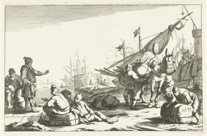 Haven met kooplieden en pakezel