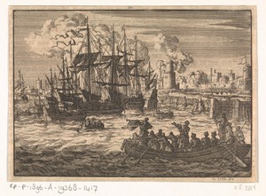 Haven van Salé met de Engelse vloot en een sloep Turken, 1638