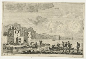 Havenscène met gebouwen op de kade