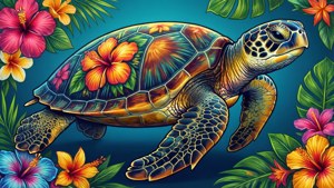 Hawaiian Floral Turtle