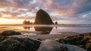 Haystack Rock at Sunset