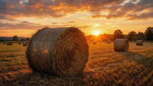 Haystacks at Sunset