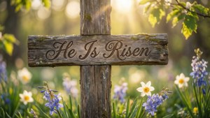 He Is Risen Wooden Cross