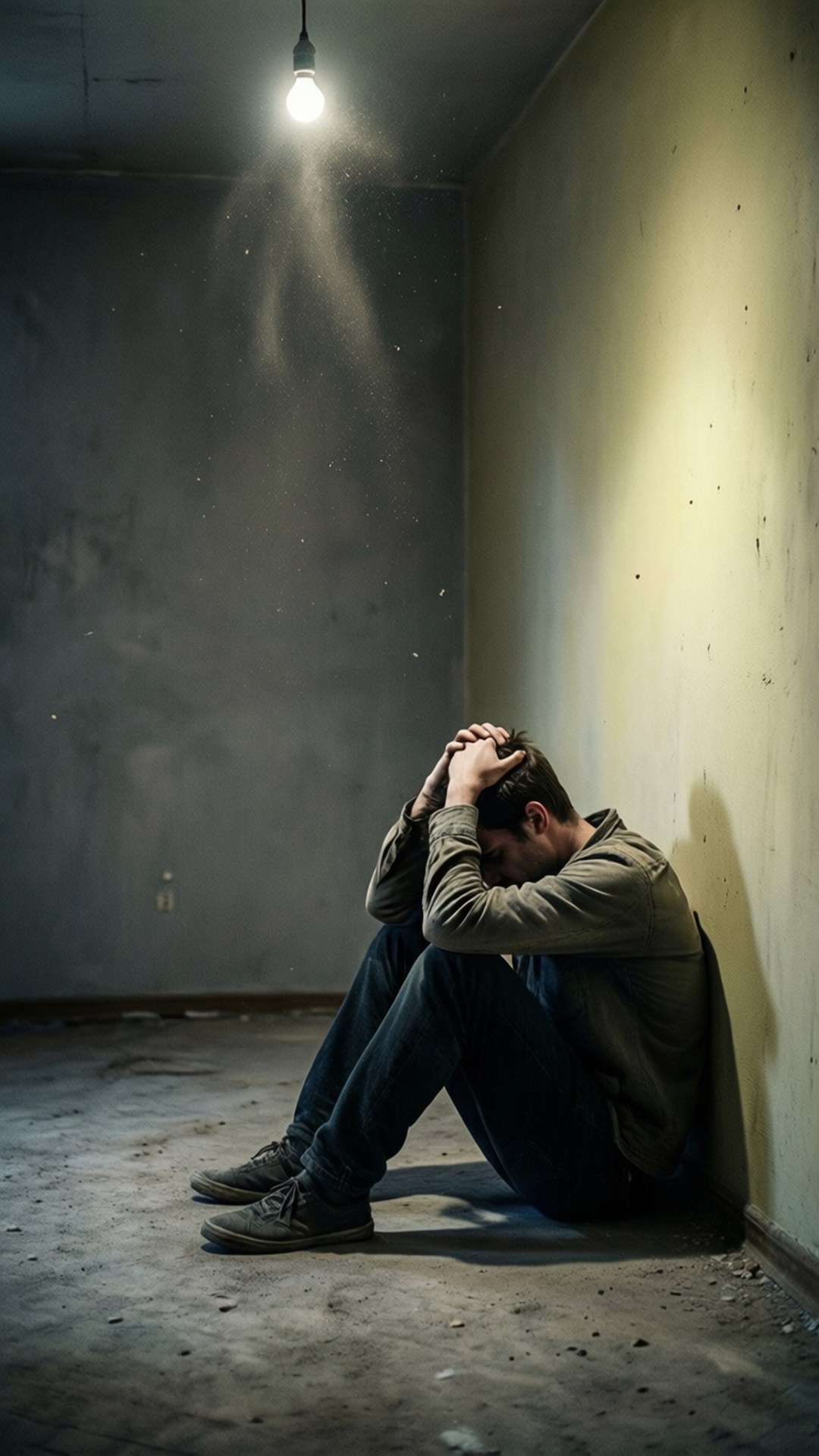 Head in Hands, Empty Room by Wallpapers.art Studio