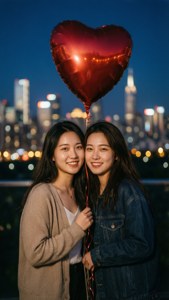 Heart Balloon City Night