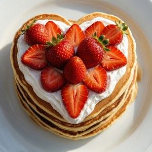 Heart Pancakes Breakfast