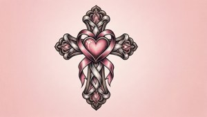 Heart Ribbon Cross