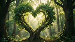 Heart-Shaped Forest Leaves