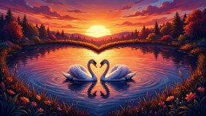 Heart-Shaped Lake Sunset