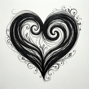 Heart Swirl Line Art