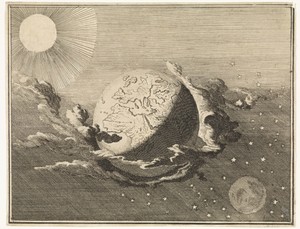 Heelal met aarde, zon, maan en sterren