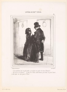Heer maakt een gemaskerde dame het hof bij de Opéra de Paris