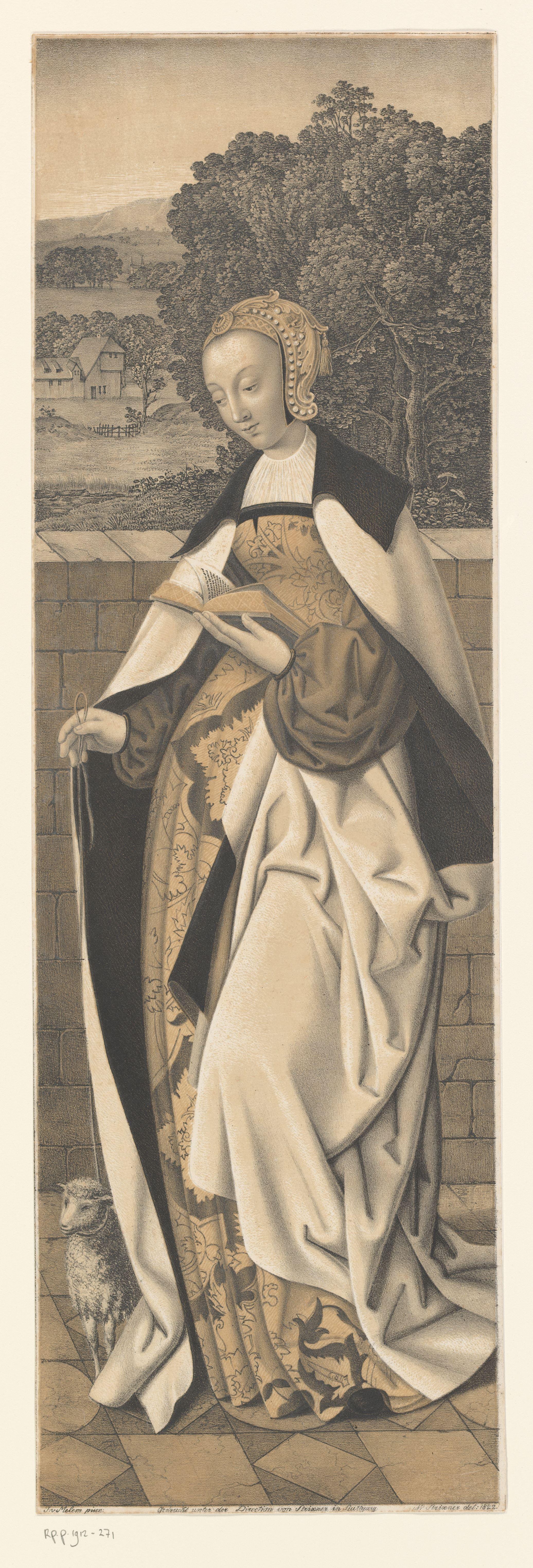 Heilige Agnes met lam by Johann Nepomuk Strixner