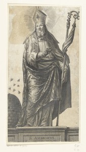 Heilige Ambrosius als bisschop met bijenkorf