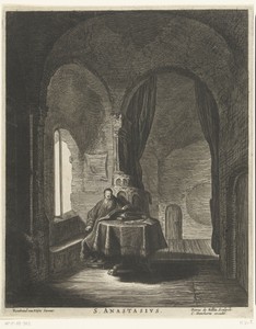 Heilige Anastasius studeert in vertrek