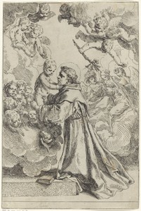 Heilige Antonius van Padua aanbidt het Christuskind