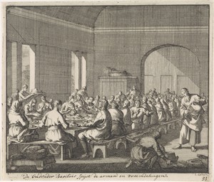 Heilige Basilius serveert een maaltijd aan de armen