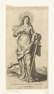 Heilige Catharina van Alexandrië met gebroken wiel en zwaard