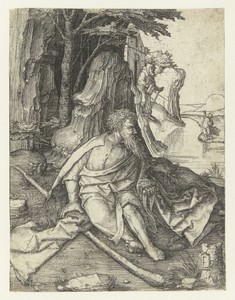 Heilige Christoffel aan de oever van een rivier