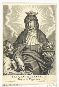 Heilige Elisabeth van Hongarije geeft aalmoes