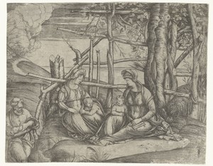 Heilige familie met Elisabeth en Johannes de Doper