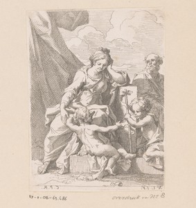 Heilige familie met Johannes bij een gordijn