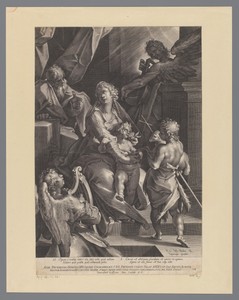 Heilige Familie met Johannes de Doper en twee engelen