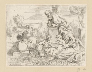 Heilige Familie met Johannes de Doper op een terras