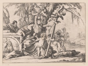 Heilige Familie met slang en putti