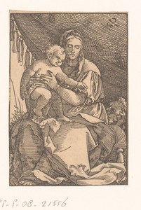 Heilige familie zittend onder een doek