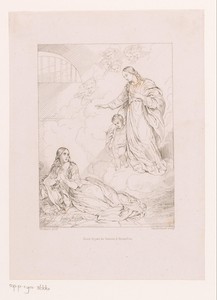 Heilige Filomena kijkt op naar een visioen van Maria met Christus