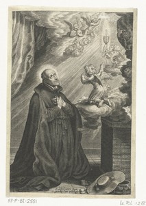 Heilige Franciscus Borgia knielt voor visioen met hostie