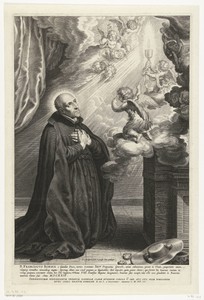 Heilige Franciscus Borgia knielt voor visioen met hostie