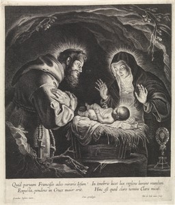 Heilige Franciscus en Heilige Clara aanbidden het Christuskind