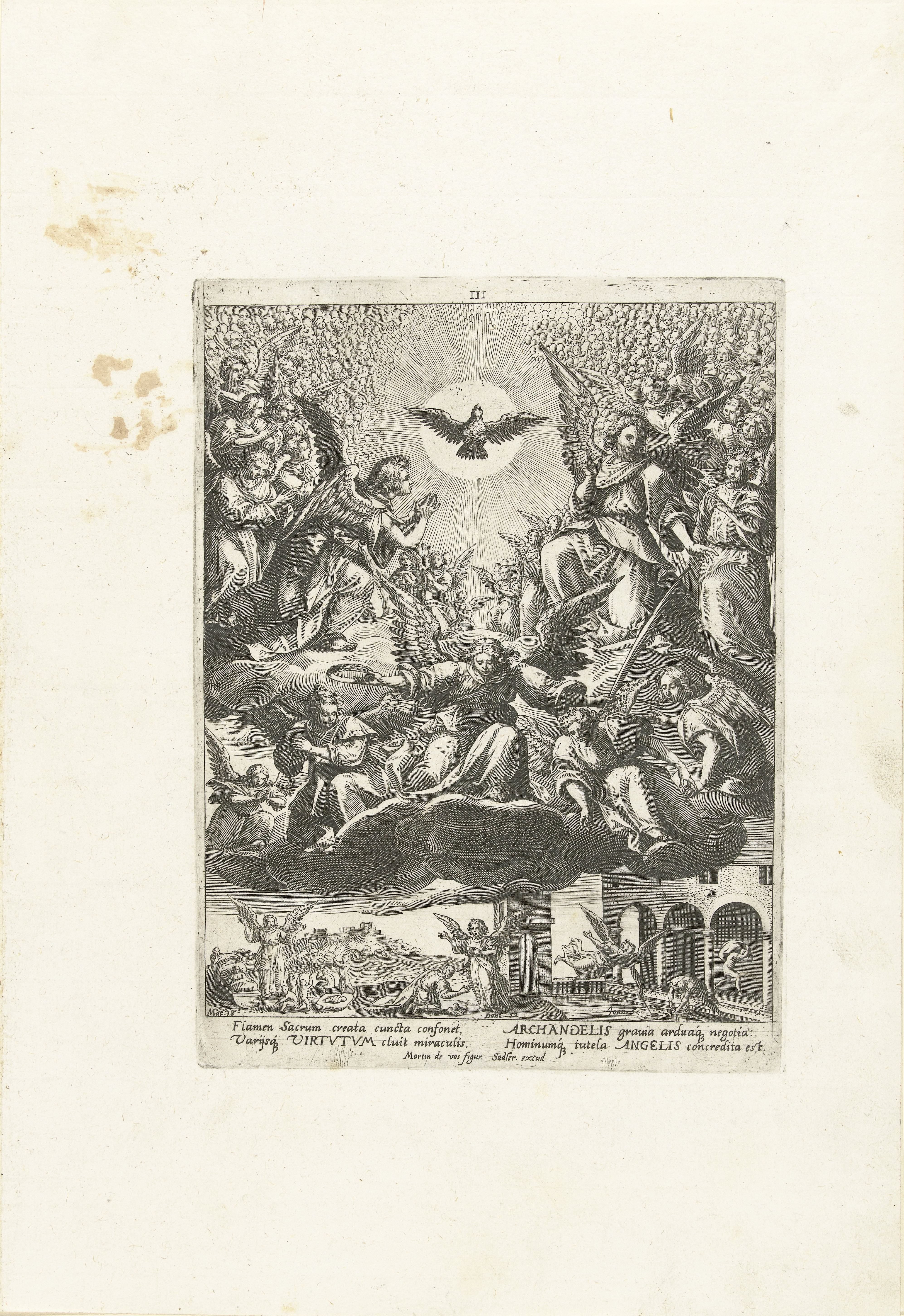 Heilige Geest met de aartsengelen en de engelen van laagste orde by Jan Collaert (II)