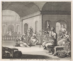 Heilige Hesychius van Antiochië spint wol