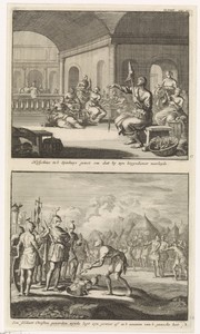 Heilige Hesychius van Antiochië spint wol en de weigering van een christelijke soldaat om te vechten