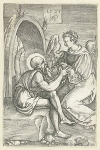 Heilige Hieronymus in gesprek met een engel