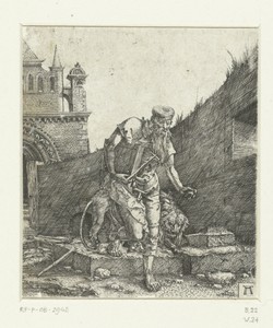 Heilige Hieronymus op de binnenplaats van een kerk