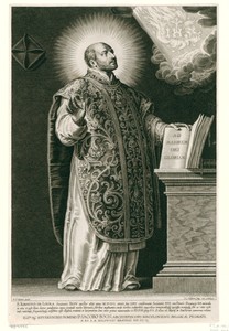 Heilige Ignatius van Loyola met monogram IHS