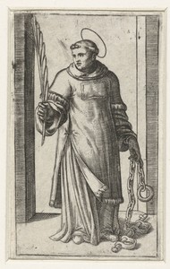 Heilige Leonardus als diaken met boeien