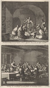 Heilige Lucianus viert het avondmaal in de gevangenis en eenvoudige viering van het avondmaal