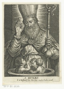 Heilige Nicolaas van Myra met drie kinderen in pot