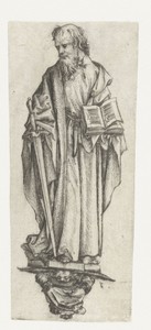 Heilige Paulus, staande op een console