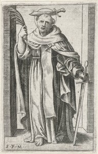 Heilige Petrus Martyr met mes in schedel